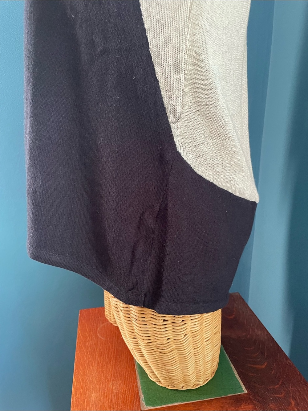 Orvis Pullover SweaterLinen Blend Color block Striped 3/4 Sleeve Black Cream - Picture 5 of 12